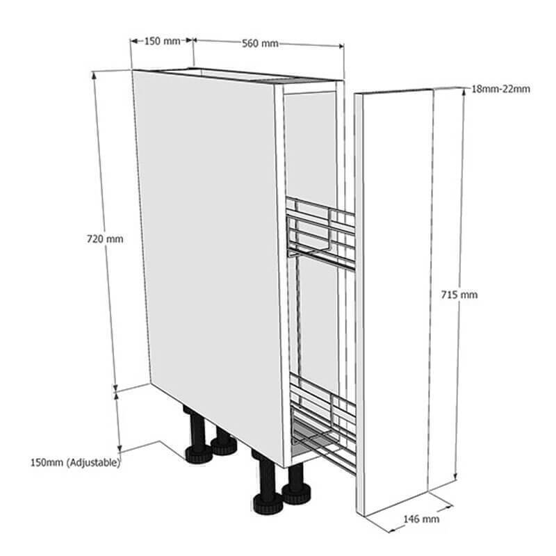 150mm Pull Out Base Unit Hembury W