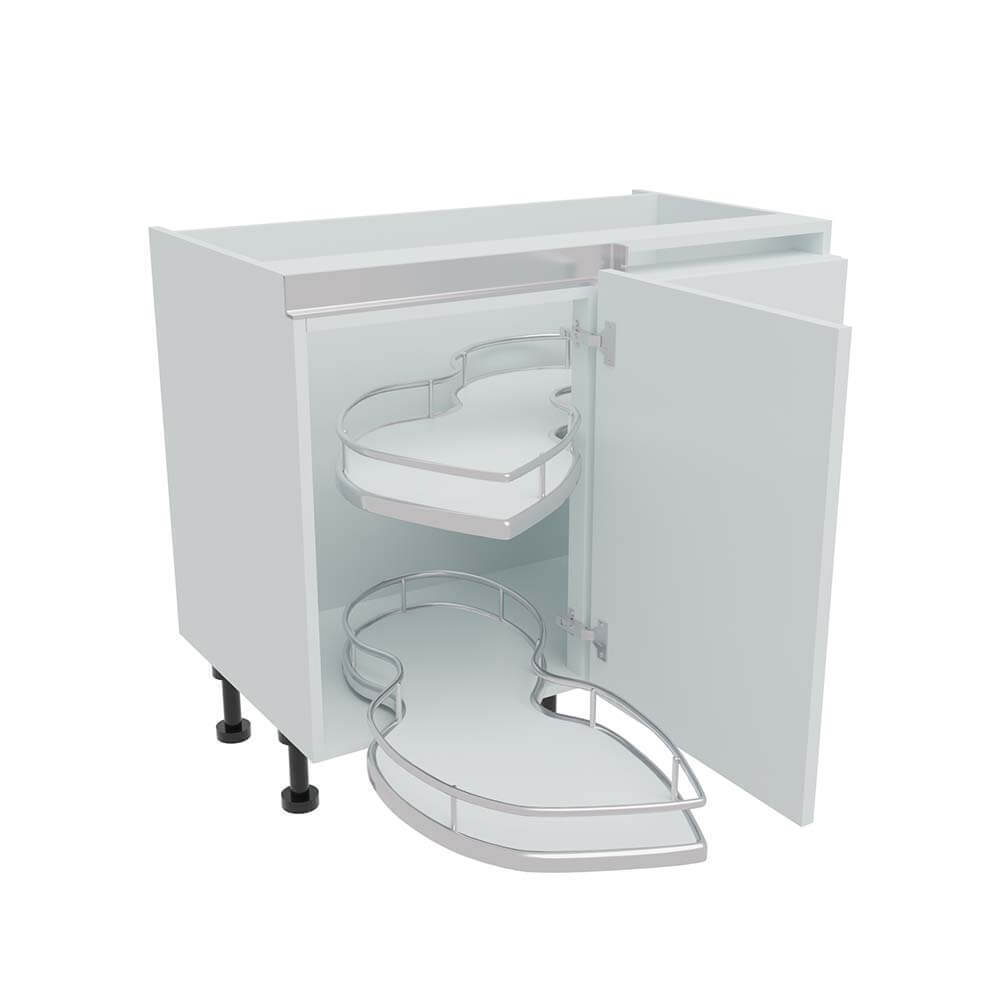 1000mm True Handleless Highline Corner Base Unit - Corner Pull Out Shelving - 500mm Door (Right Blank) Denia W