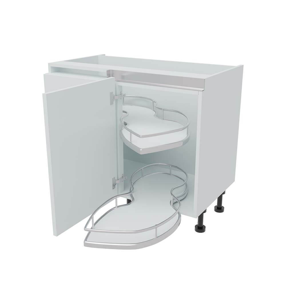 1000mm True Handleless Highline Corner Base Unit - Corner Pull Out Shelving - 500mm Door (Left Blank) Denia W
