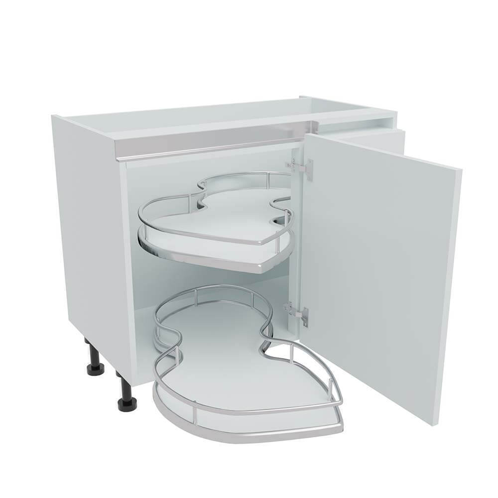 1000mm True Handleless Highline Corner Base Unit - Corner Pull Out Shelving - 600mm Door (Right Blank) Denia W