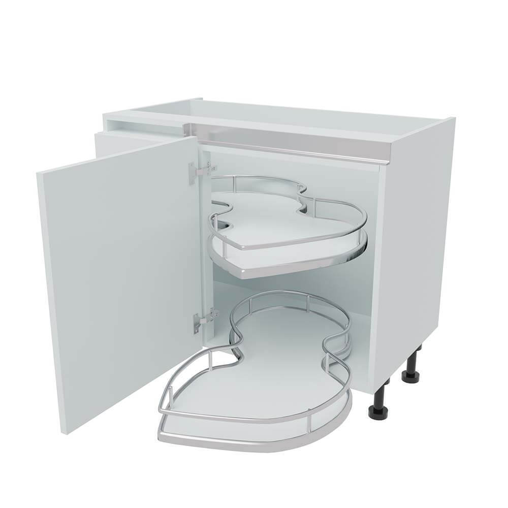 1000mm True Handleless Highline Corner Base Unit - Corner Pull Out Shelving - 600mm Door (Left Blank) Denia W